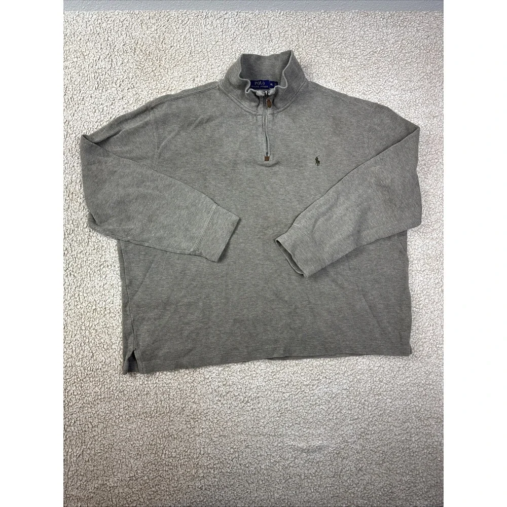 Polo Ralph Lauren Mens Quarter-zip Pullover Brown Sweater XL 100% Cotton 1/4 Zip